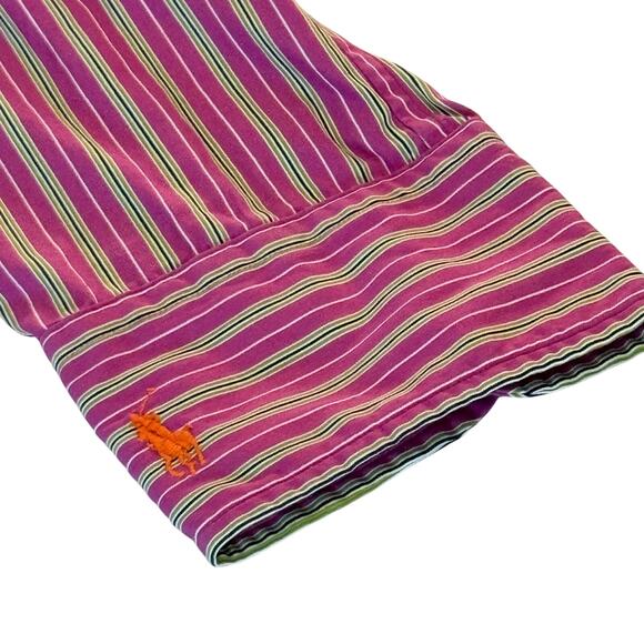 Ralph Lauren Sport Women's Size 4 Pink & Green Striped Button Down 3/4 Sleeve - Picture 3 of 10